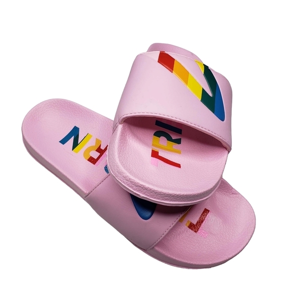 TRETORN | Tragrant Pink Rainbow Open Toe Slides Athleisure Sandals Women's 11 - Picture 4 of 10